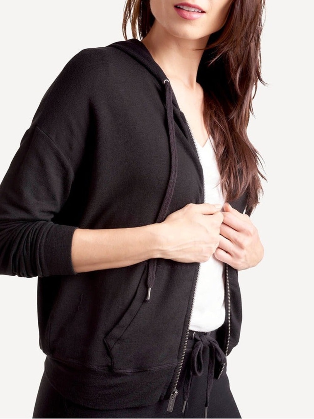 Splendid Soft & Lightweight Modal Zip-Up Hoodie in Black size Small, USA Made